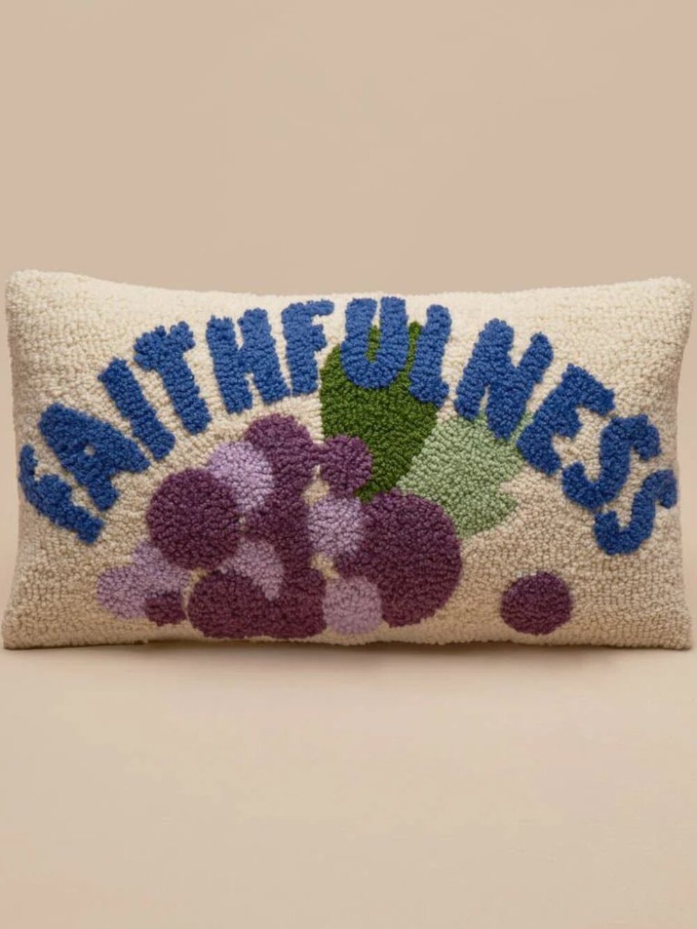 Fruit of the Spirit Hand Tufted Throw Pillow Faithfulness Grapes Bible Scripture